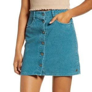 Roxy Unforgettable Corduroy Mini Skirt EUC - Teal (Dragonfly)